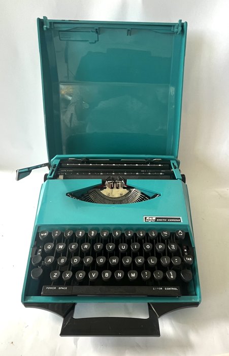 Machine à écrire portative Smith-Corona turquoise